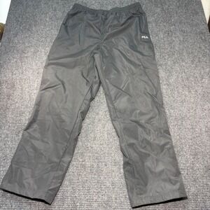 Fila Mens XL Track Pants Gray Windbreaker Mesh Lined Side Stripe Zip Hem Sport